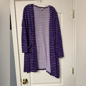 LuLaRoe Purple and White Striped Cardigan